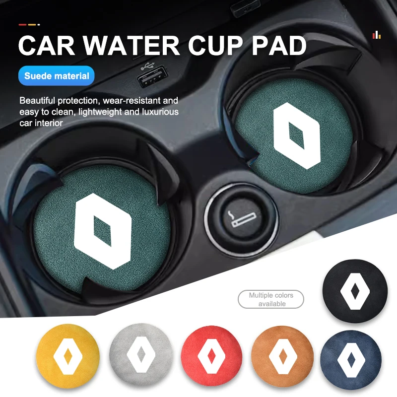 Suede 2pcs Car Coaster Non-slip Mat Water Cup Bottle Holder For Renaul Clio 3 4 Captur Sparco Megane 4 2 3 Trafic Logan