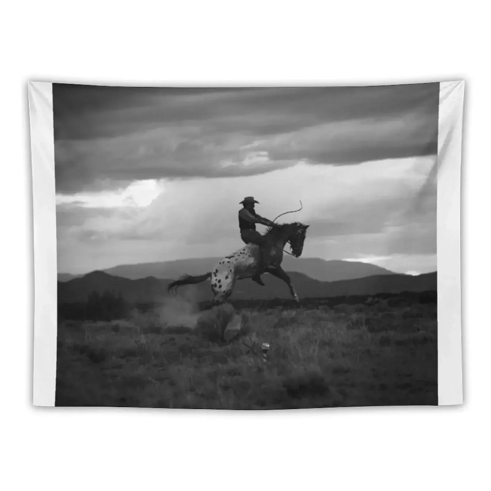 Black and White Cowboy Being Bucked Off Tapestry Aesthetic Room Decoration Room Decore Aesthetic Tapestry