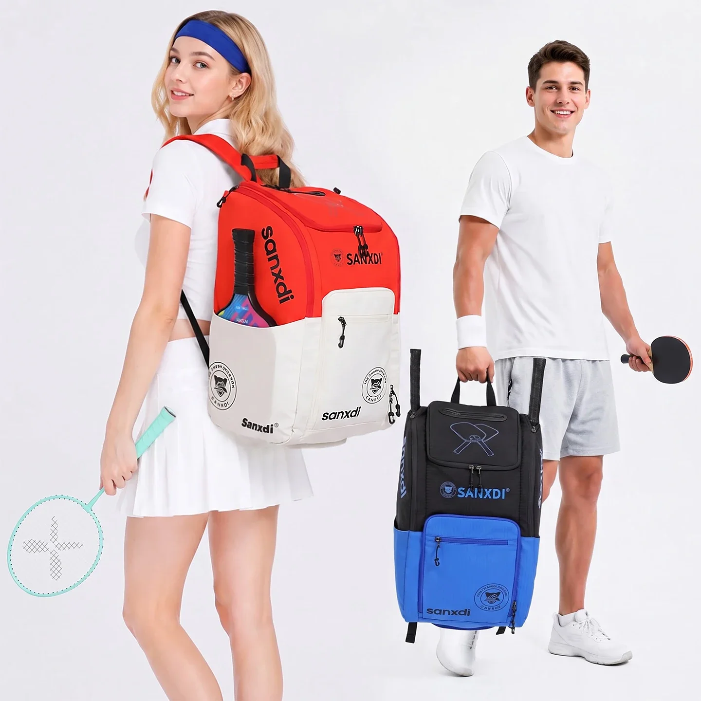 Racket Backpack Multi Sport Racket Bag with Shoe Compartment for Pickleball Badminton Table Tennis Tennis Gear Storage & Travel
