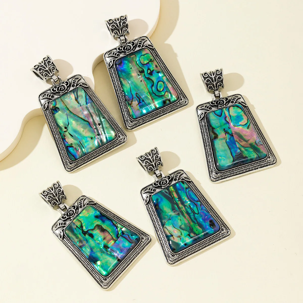 Bestseller Natural Abalone Shell Inlaid with Vintage Alloy Jewelry