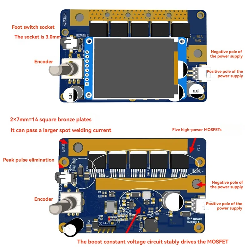 M11K-Color Screen Digital Display Mini Spot Welder Control Board 18650 Lithium Battery Pack 7-14V Welding Machine DIY
