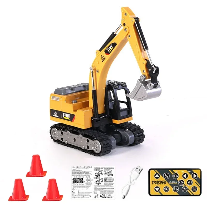 1/64 Scale Remote Control Mini Excavator Full-Scale Model Engineering Vehicle Toy for Kids Collectors Decompression Toy Boy