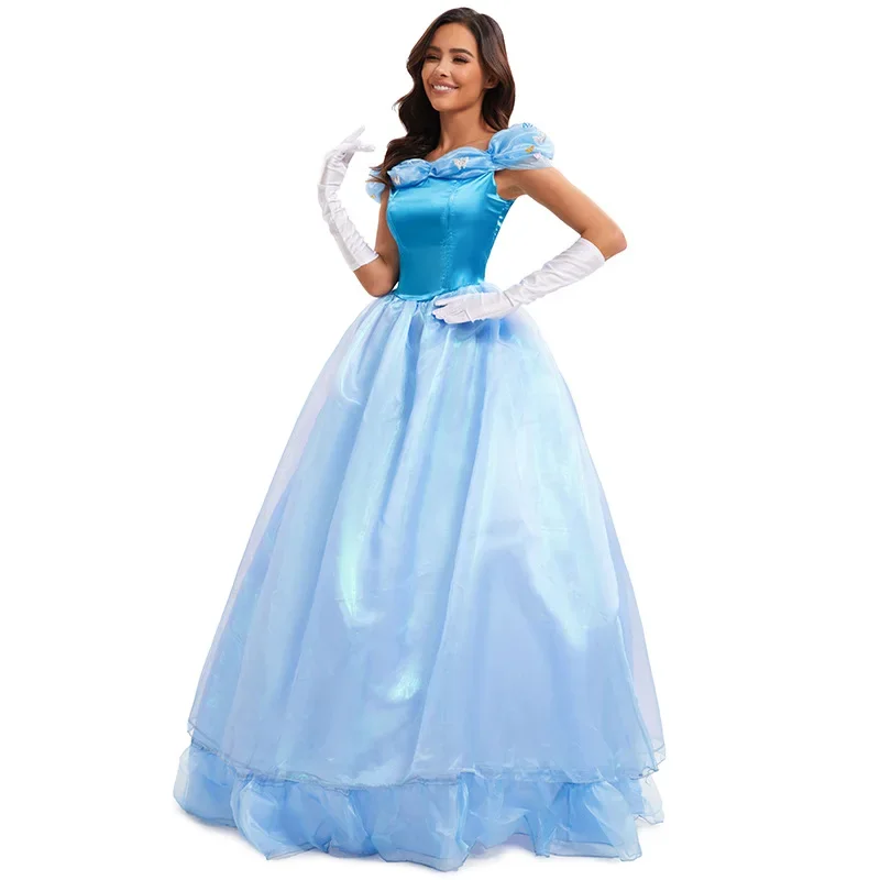 Disney Prinzessin blau Kleid Bühne Performance Kostüme setzt Halloween Schnee wittchen Cosplay Kostüme Aschenputtel Cosplay Kostüme