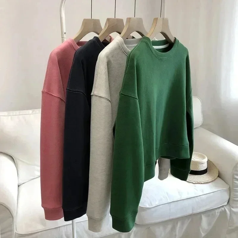 Short Round Neck Sweater Women's Autumn And Winter New Warm And Loose Fitness Clothes Casual Long-sleeved Yoga Clothes