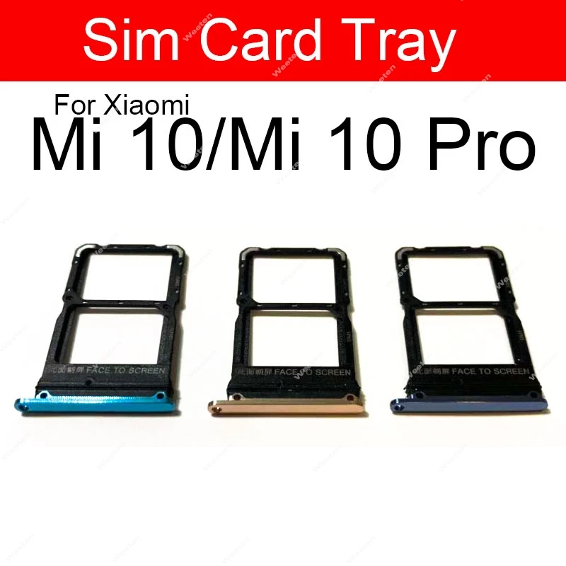 Sim Tray Slot Holder For Xiaomi Mi 10 10T Lite Pro Mi 10s Mi 10 Ultra SIM Card Tray Adapter Socket Replacement Parts With Pin