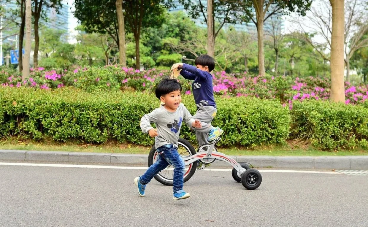 반 앉은 자세로 타는 자전거, 서서 타는 자전거. 세발 자전거형 창의적인 통근 차량