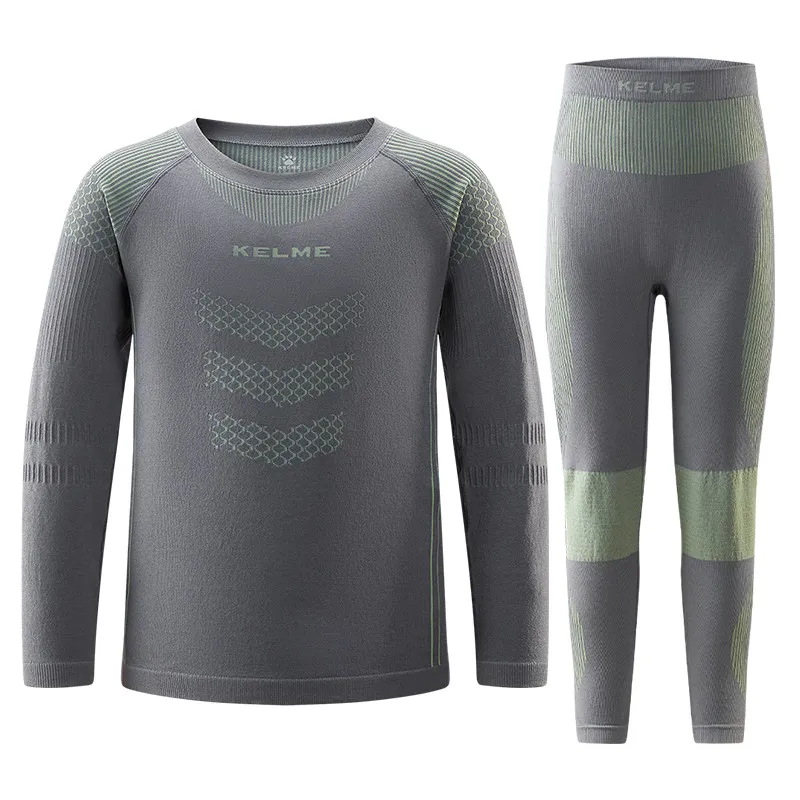 Kelme Set di vestiti per bambini ad asciugatura rapida Camicia base da allenamento lavorata a maglia a maniche lunghe per sport da corsa all'aperto per ragazzi e ragazze