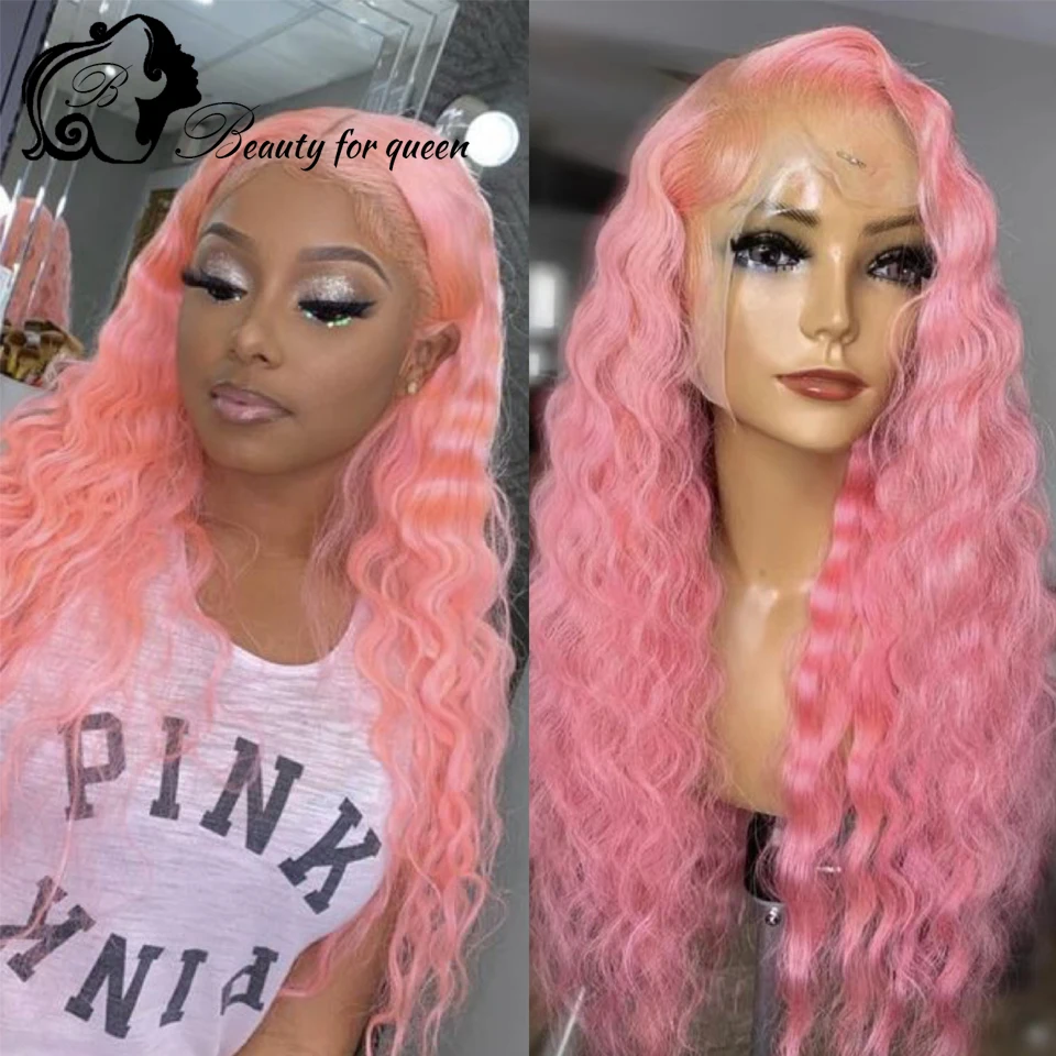 

High Quality 13x4 HD Transparent Lace Front Wigs 180% Density Pink Curly 2026 Beauty Customize Women Cosplay Hot Sale Beauty