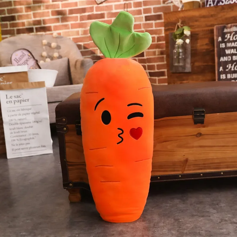 Kawaii Carrot Plush Toy Pillow 45-90cm Simulation Plant Smile Carrot Doll Soft Stuffed Vegetable Doll Birthday Gift Girls Doll