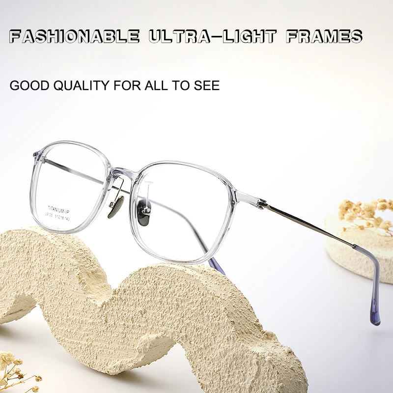 Ultra-Light Feather Titanium Women's Glasses Frames High Quality Luxury Fashion Clear Translucent Square Lady Eyeglasses