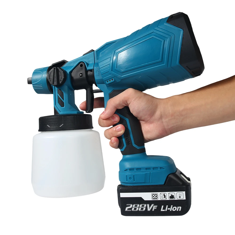 1000ML Elektrische Spritzpistole HVLP Auto Möbel Stahlbeschichtung Airbrush Kabellose Farbspritzpistole für Makita 18V Akku – Detail 12