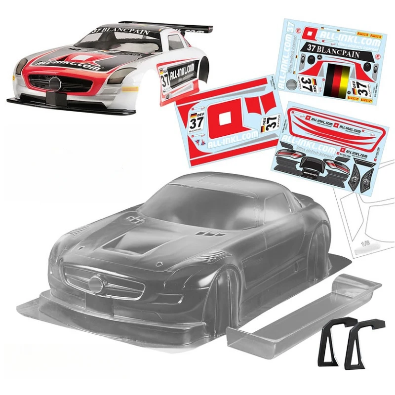 

1/8 SLS GT RC Drift Car shell Body W/Rear Wing and Decal sheet for 1/8 scale On-Road Car Chassis 360mm Wheelbase