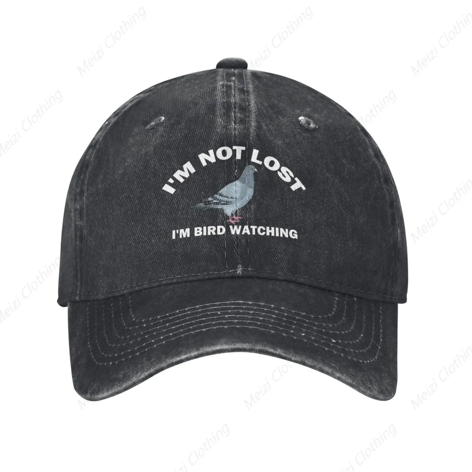 I'M Not Lost I'M A Bird Watching Pigeon Printed Baseball Cap Outdoor Sports Washed Denim Cap Dad Truck Cap