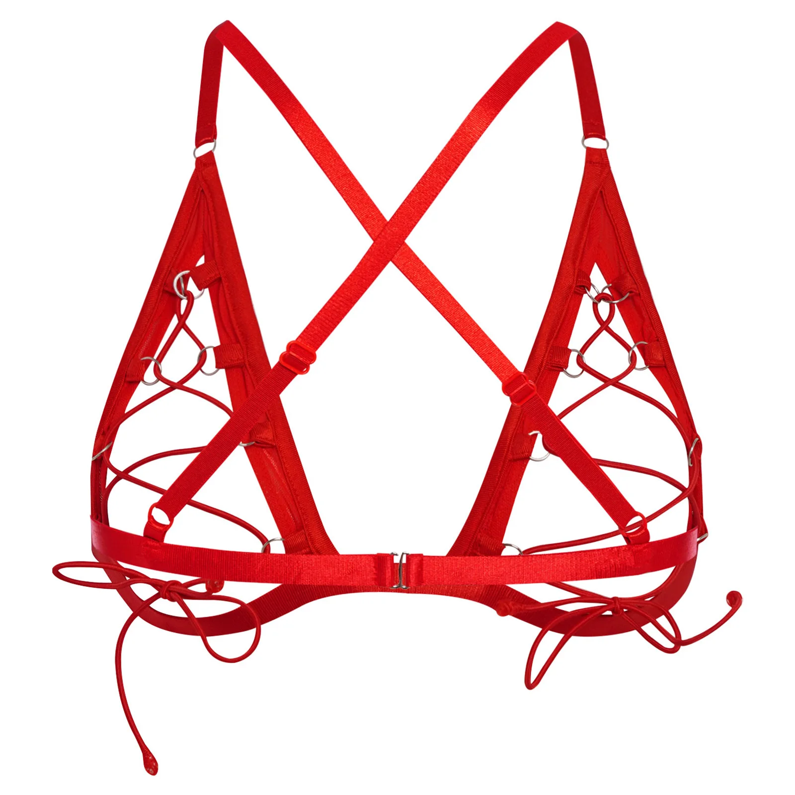 

Womens Lingerie Hot Open Breast Exposed Bra Tops Corset See-through Mesh Lace-up Hollow Out Cutout Sexy Brassier Underwear