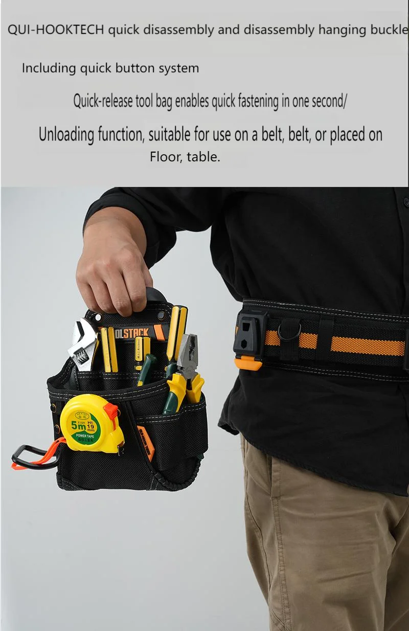 TOOLSTACK Mini-Werkzeugset, robuste Oxford-Werkzeugtasche, Schnellverschluss-Hammer-Schraubendreher-Aufbewahrungstasche für Zimmerer – Detail 7