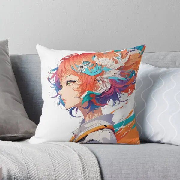 

A Palette Of Color In A Vibrant Japanese Printing Throw Pillow Cover Decor Throw Fashion Soft Car Pillows not include One Side