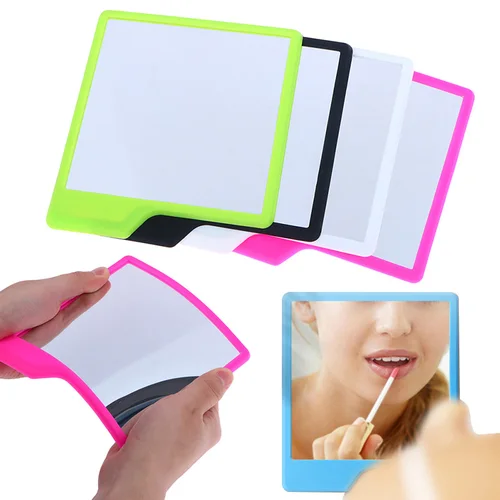 Espejo de silicona a la moda, espejo de 14,5x16,5x13cm, autoempuñaduras inastillables, maquillaje, ducha, baño de viaje, 1 unidad