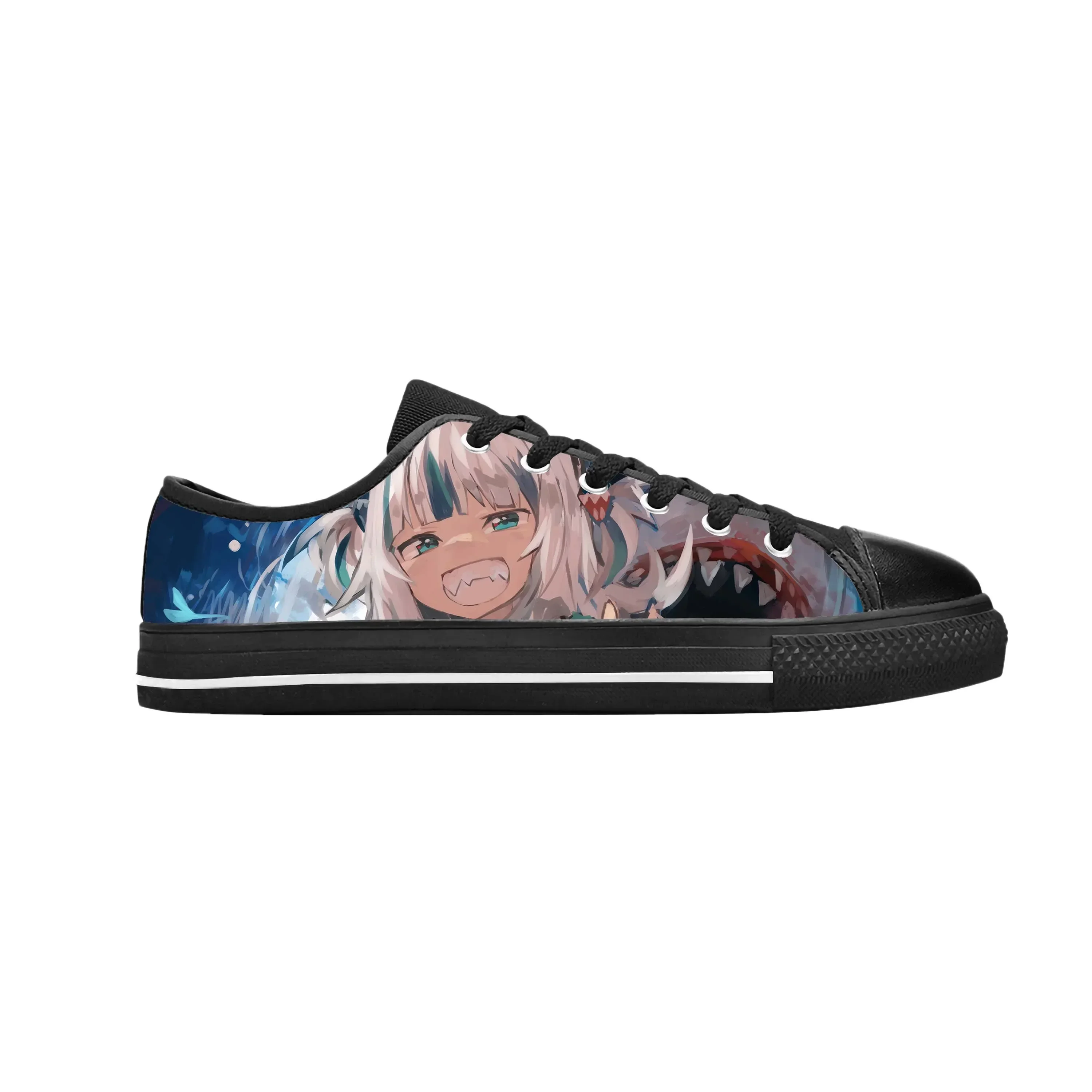 Gawr Gura Japanese Game Anime Cartoon Manga Comic Casual Cloth Shoes Low Top Comfortable Breathable 3D Print Men Women Sneakers