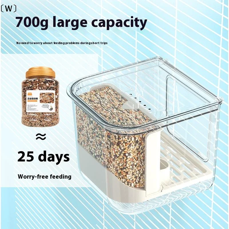 〔W〕Double Slot Automatic Bird Feeder Large Capacity Splash Proof Hanging Cage Transparent Food Dispenser〔Winter1〕