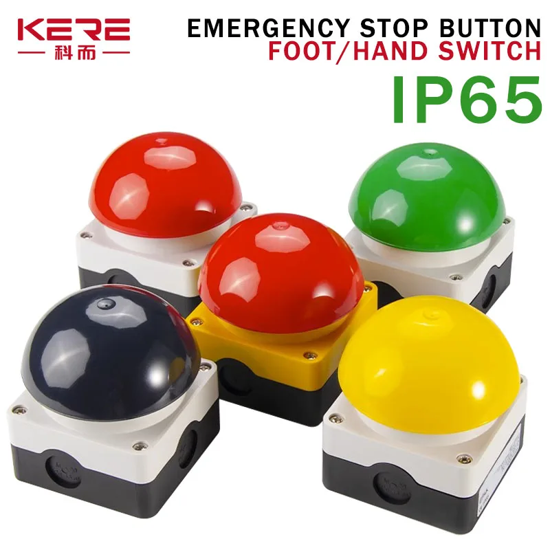 Pedal Switch IP65 Watproof Responder Switch AC/DC Emergency Stop Button Handle Foot Push Self Reset Locked Start Contactor NO/NC