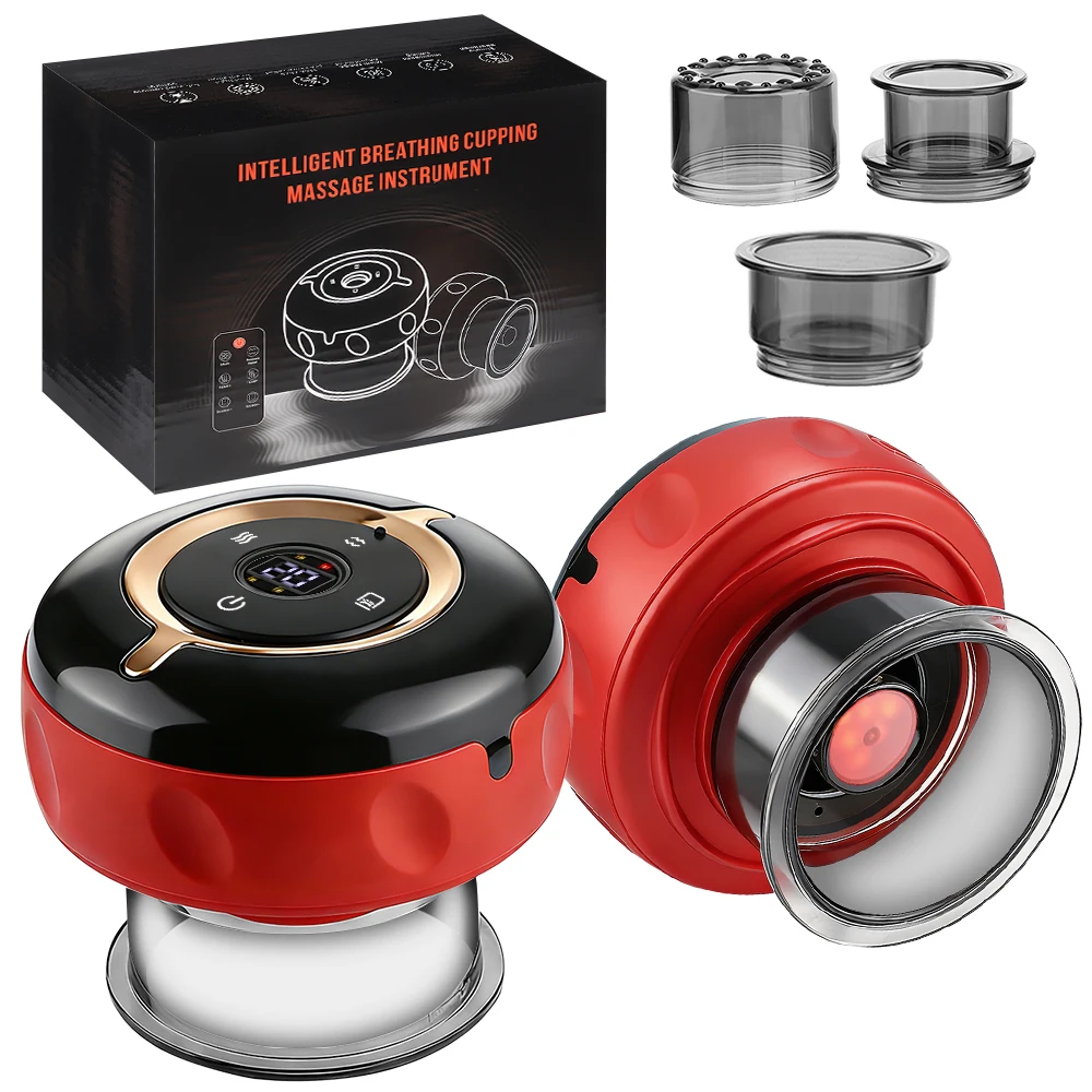 Intelligentes Rotlicht-Schröpfgerät mit Fernbedienung, 12 Saugstufen, 12 Wärmestufen, LED-Heizung, tragbar, kabellos, zur Körperentlastung