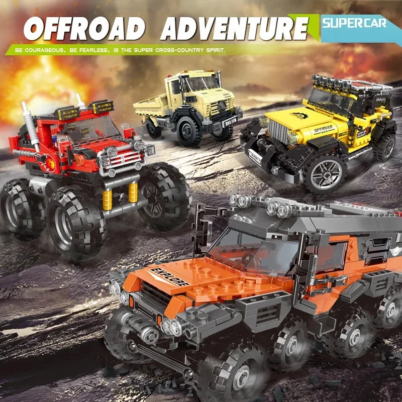 Technical Off-Road Adventure Wrangler Vehicle Building Block Jeep Super Car & Pickup TrucksBricks Kits Engineering Toys for Kid