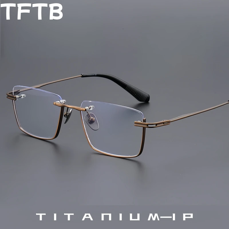 

TFTB Designer Ultra-light Stylish Men's Half-frame Glasses Titanium Alloy Big Size Optical Prescription Eyeglasses Frames D416