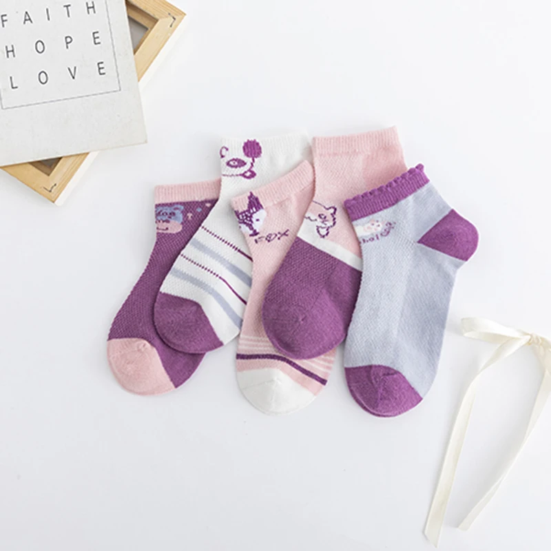 5Pairs/lot Baby Socks Summer Spring Kids Socks Cotton Animal Cute Thin Socks Lovely Girls Boys Mesh Socks