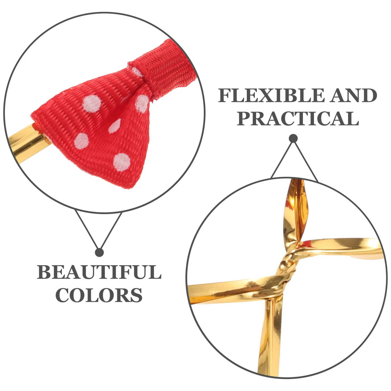 

200Pcs Sealing Ties Gold Pre-Tied Ribbon Bows Decorated for Party Favor Bags Lollipops Cake Pops Dessert Sealing Gifts