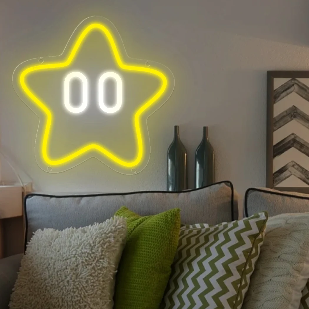 Star Neon Sign Light For Gaming Room Bedroom Party Wall Decor USB Powered Led Neon Light Sign for Boys girl Kids Room Decor Lamp