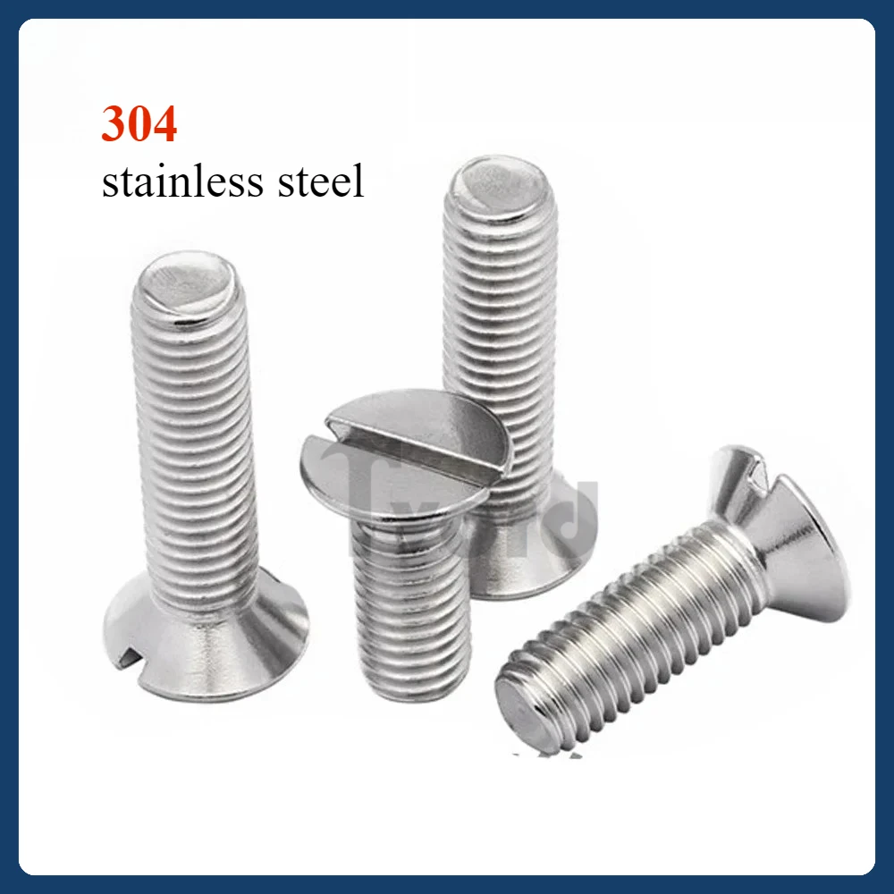 

2/5/10/20/25/50pcs/lot M1.2 M1.6 M2 M2,5 M3 M4 M5 M6 M8 M10 GB68 304 Stainless Steel Slotted Flat Countersunk Head Screw Bolt