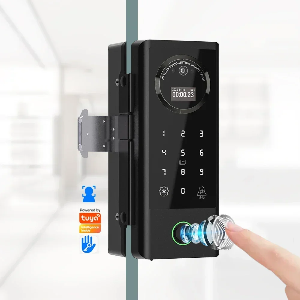 Yyhc3D Face Recognition Smart Lock Glass Sliding Door APP Wifi TTlock Digital Fingerprint For Office Smart Lock Door Locker