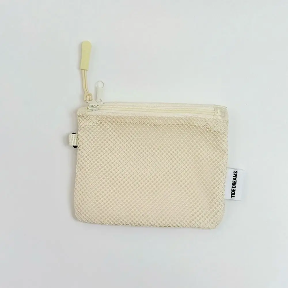 Double Zipper Mesh Storage Bag Double-layer Large Capacity Portable Coin Purse Square Space Saving Mini Makeup Pouch Key