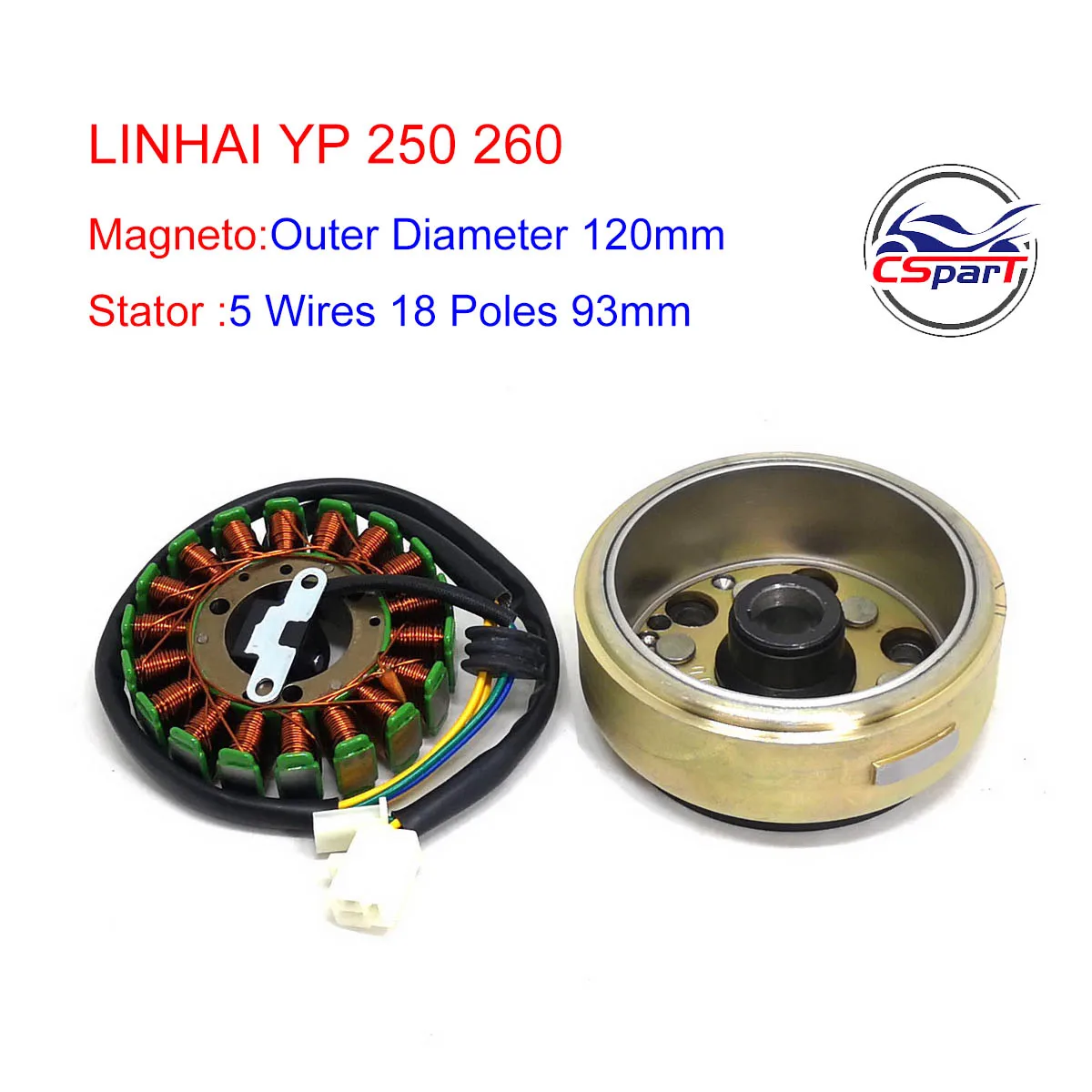 LINHAI Buyang MAJESTY YP250 250 260 300 ATV QUAD koła zamachowego wirnika ASSY cewka magnetyczna pokrywa 104MM 95MM