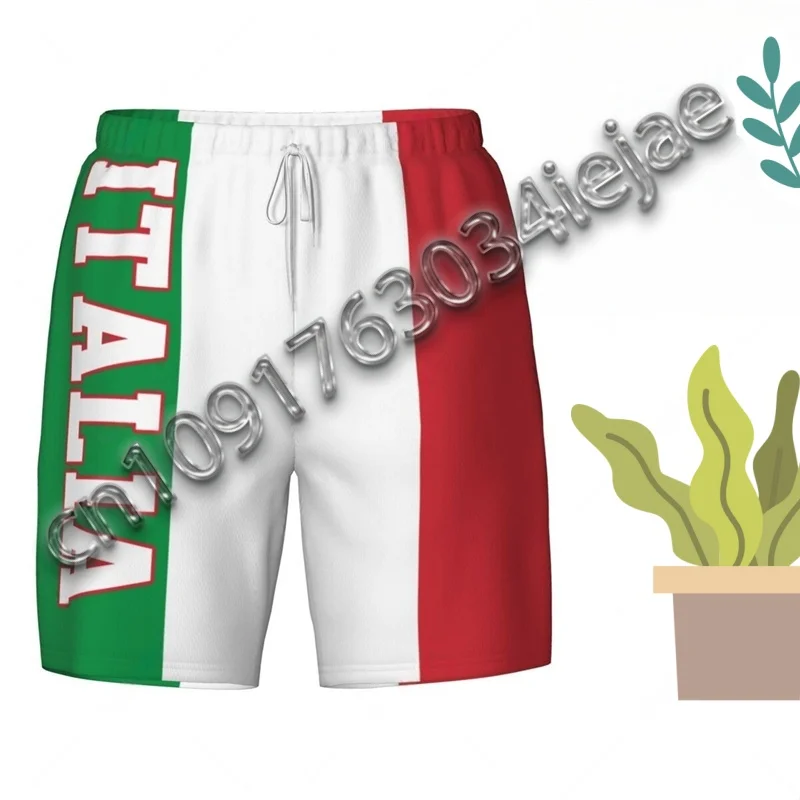 

3D National Emblem Printed Short Pants Loose Quick Dry Swim Trunks Fashion Italian Flag Beach Shorts Summer Casual Men Women