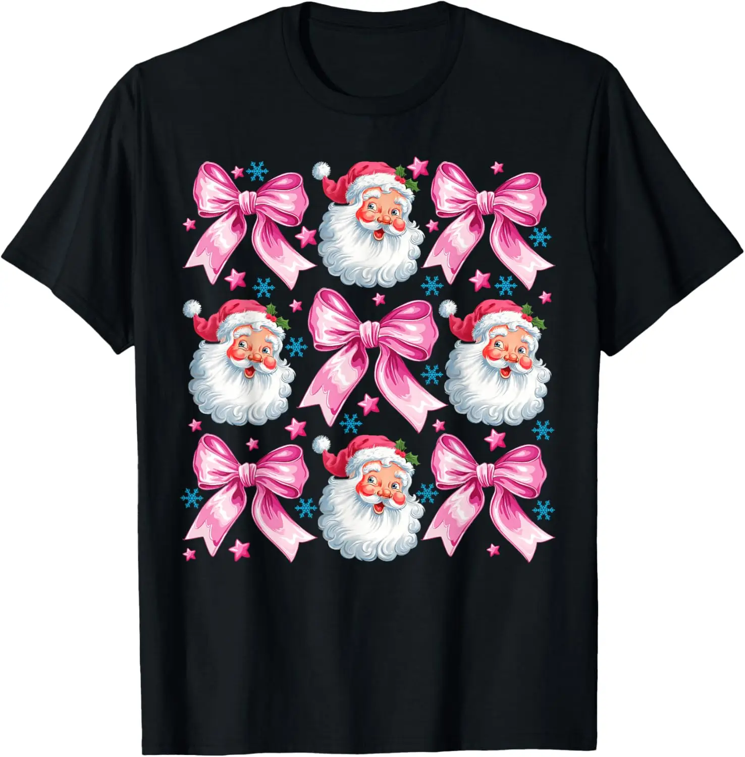 

Retro Groovy Coquette Bow Pink Christmas Tree Women Kid Girl T-Shirt Kawaii Clothes High Quality Cotton Ropa Mujer Casual Style
