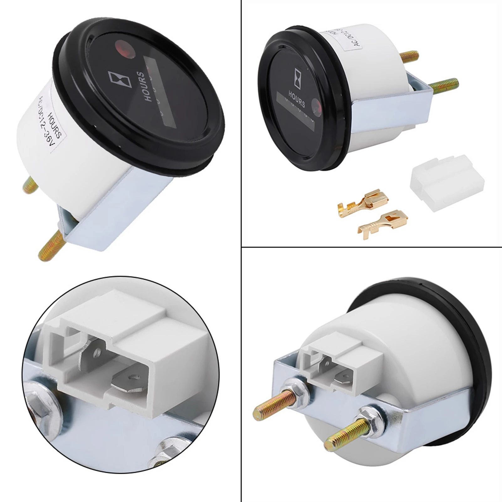 12‑36V AC 6桁の正確な丸型クォーツアワーメーターゲージテスター、ボート、車、トラックのエンジンアワーメーター用