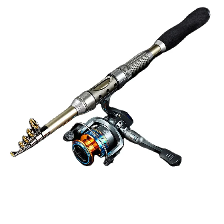 

Factory Wholesale Mixed 1.8m Hard Telescopic Fishing Rod and Reel Combo Set With Lures Line