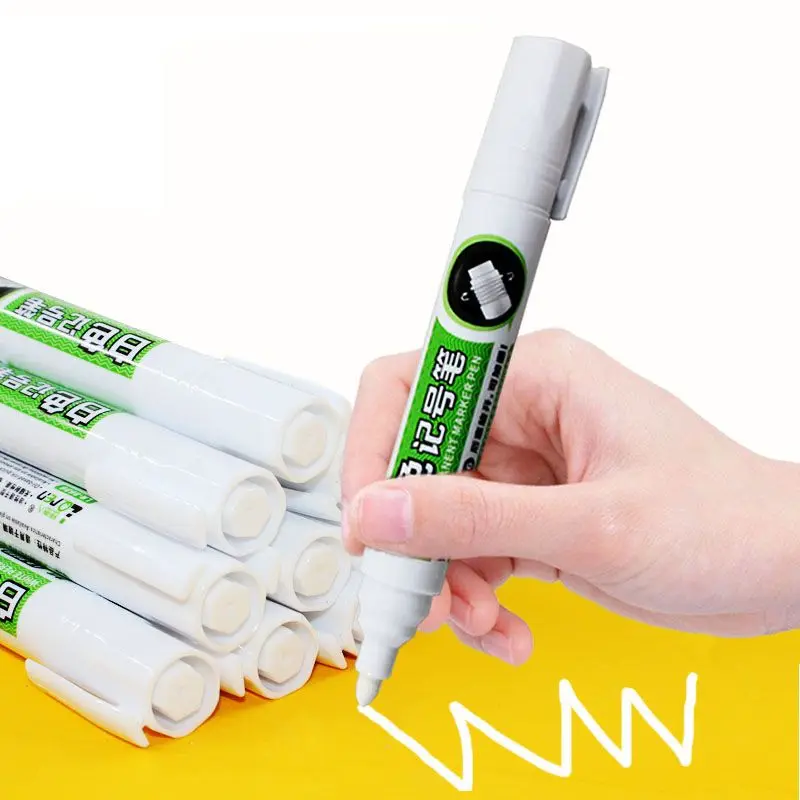 2/3/4/5pcs For Metal Permanent Oily White Markers Pens Waterproof Tire Painting Graffiti Environmental Notebook Drawing Supplie