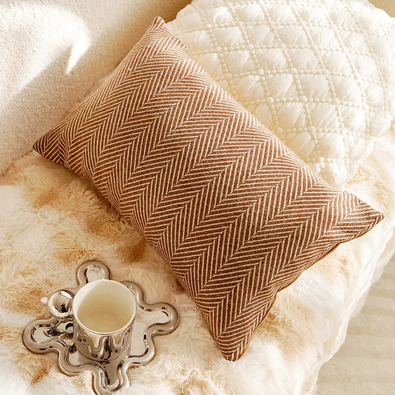 30X50/45X45CM Brown Light Luxury Throw Pillow Cover Vintage French Stamping Waist Cushion Cover Decor Home Decorative Pillowcase