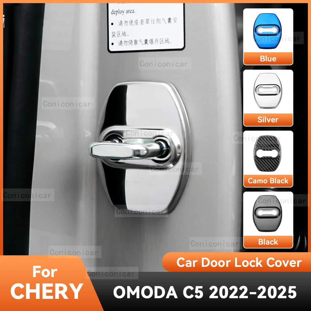 

For Chery OMODA 5 C5 2022-2025 PHEV Accessories Auto Car Door Lock Protect Cover Emblems Case Stainless Steel Decoration