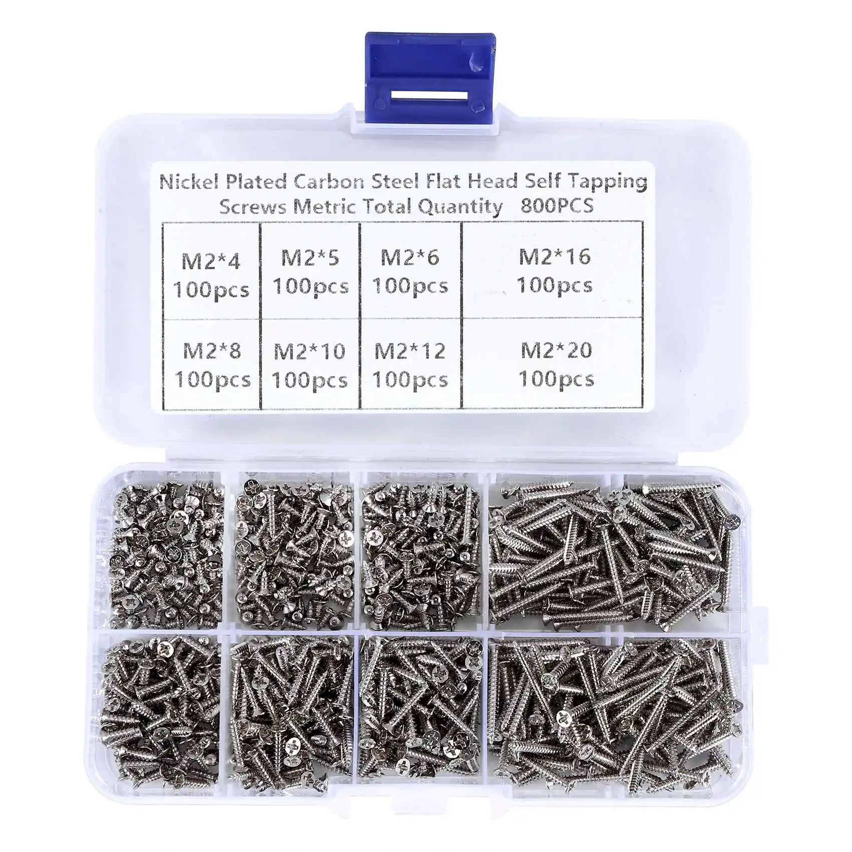 HEIßER 800Pcs Edelstahl Selbstschneidende Schraube Sortiment Kit Kontermutter Holz Gewinde Nagel Schraube Sets M2