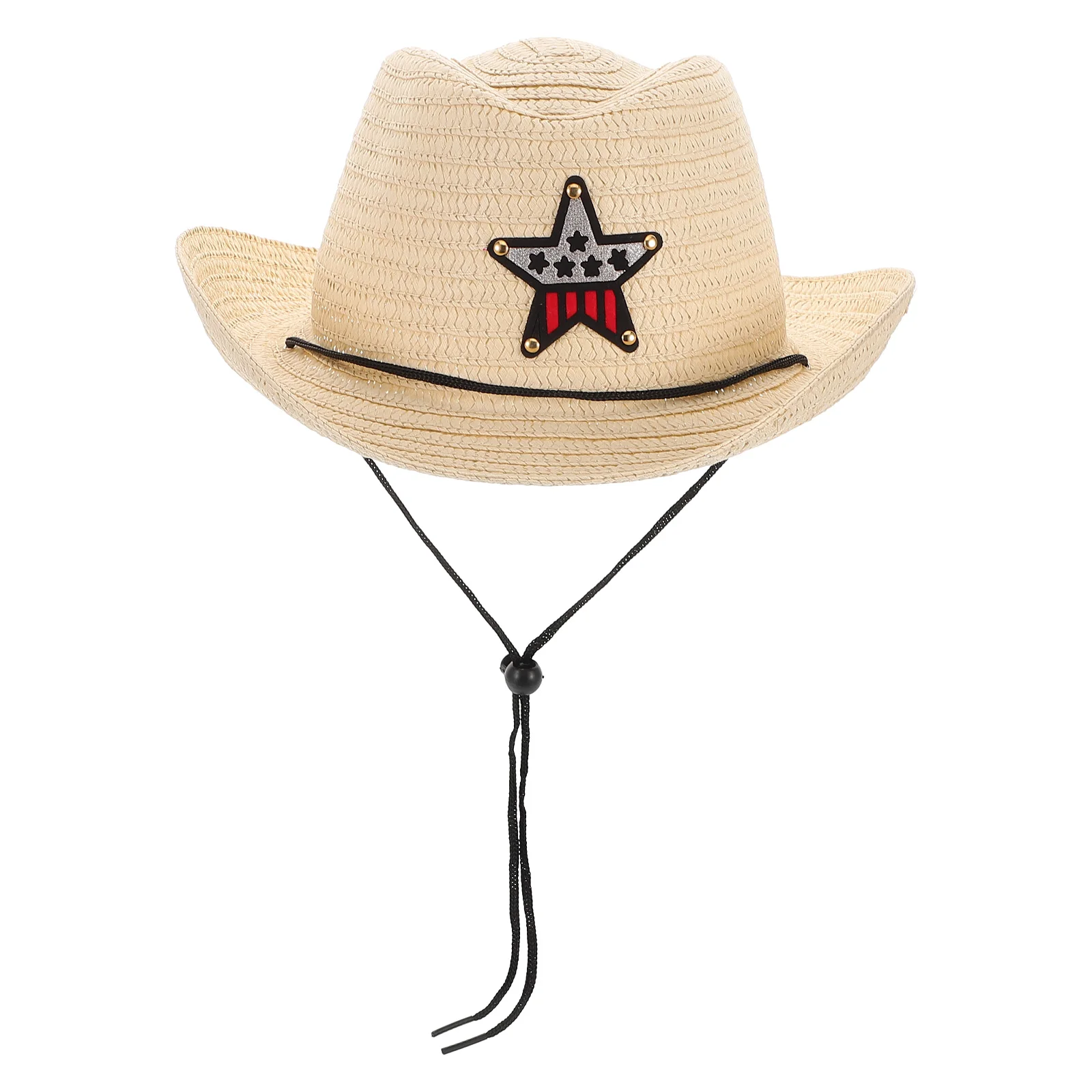 

Children Pentagram Straw Hat Kids Sun Beach Little Girl Summer Camp Cowboy Fiber Toddler Hats Outdoor UV Protection