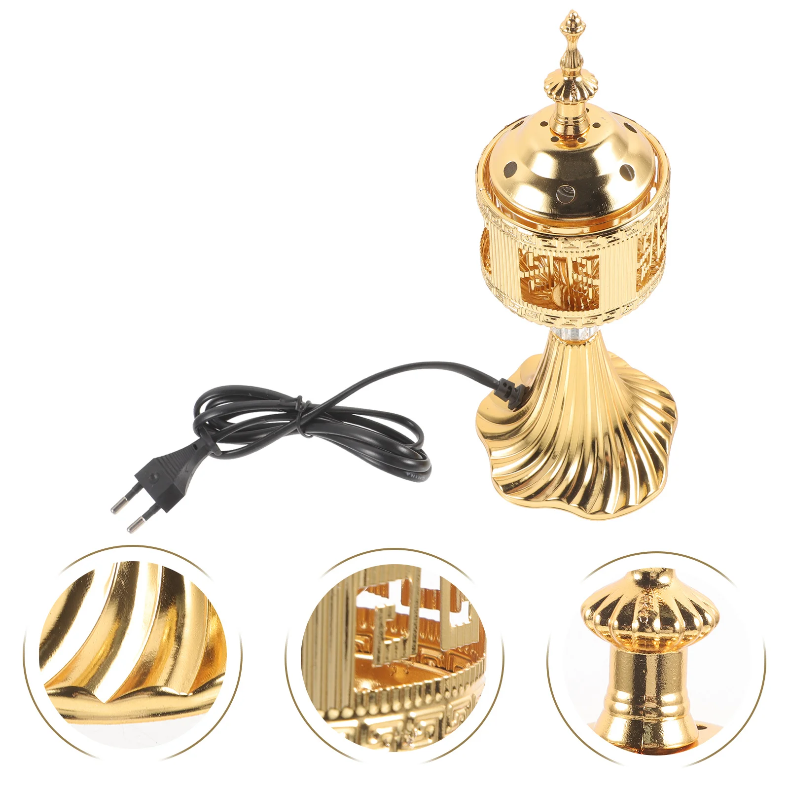 

Decorative Electric Incense Burner Metal Vintage Style Smoke Atmosphere Creator Aroma Relaxing Burner for Home Office Use Eu