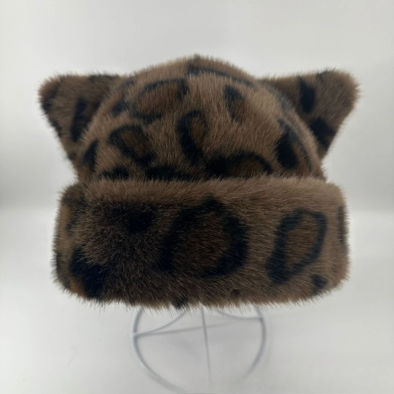 

Bear Ear Plush Hat for Women Winter - Super Soft Thickened Cold-Proof Ear Protection Beanie, Cute Fuzzy Warm Hat for Outdoor