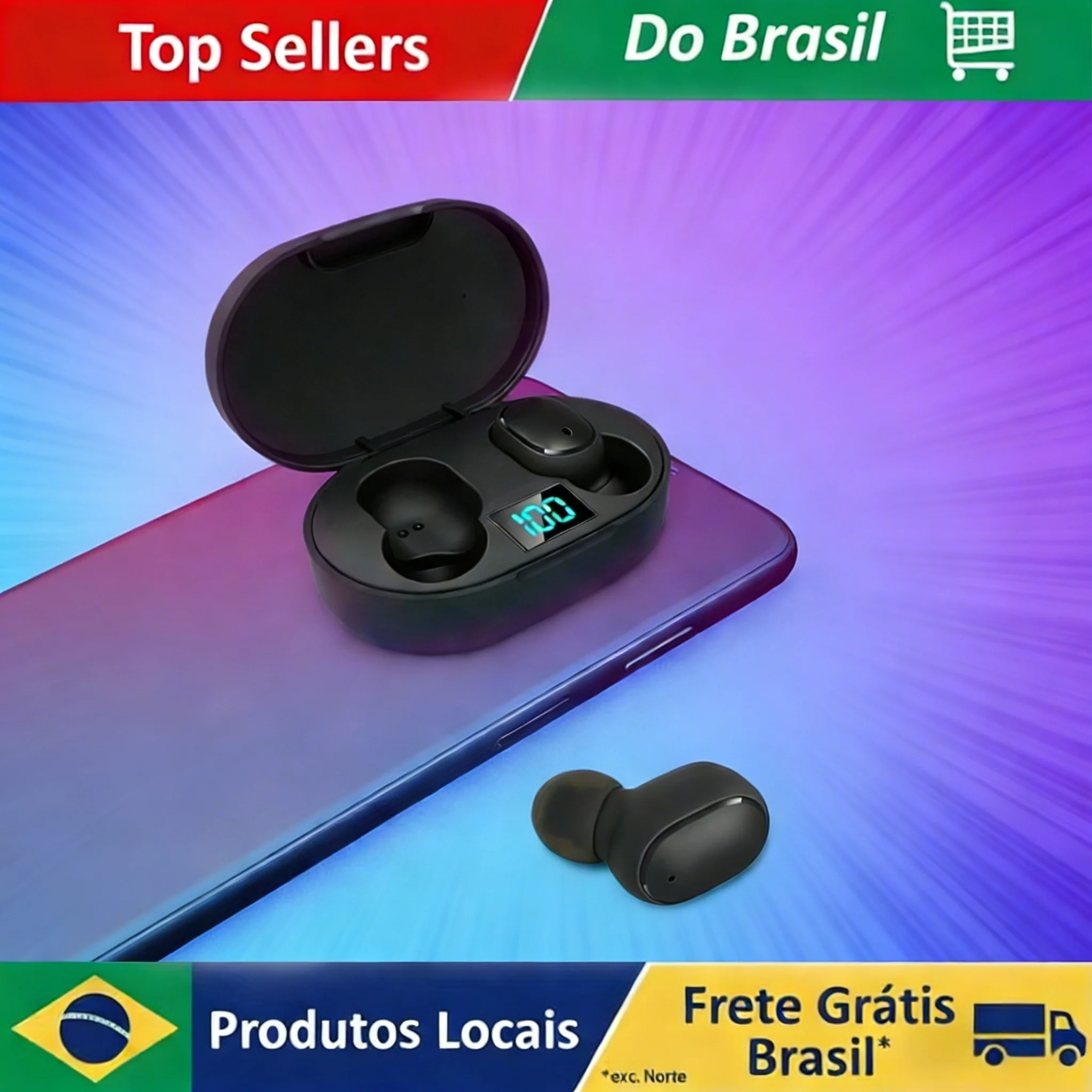 Fones de Ouvido Bluetooth Sem Fio do Brasil com Cancelamento de Ruído e Microfone