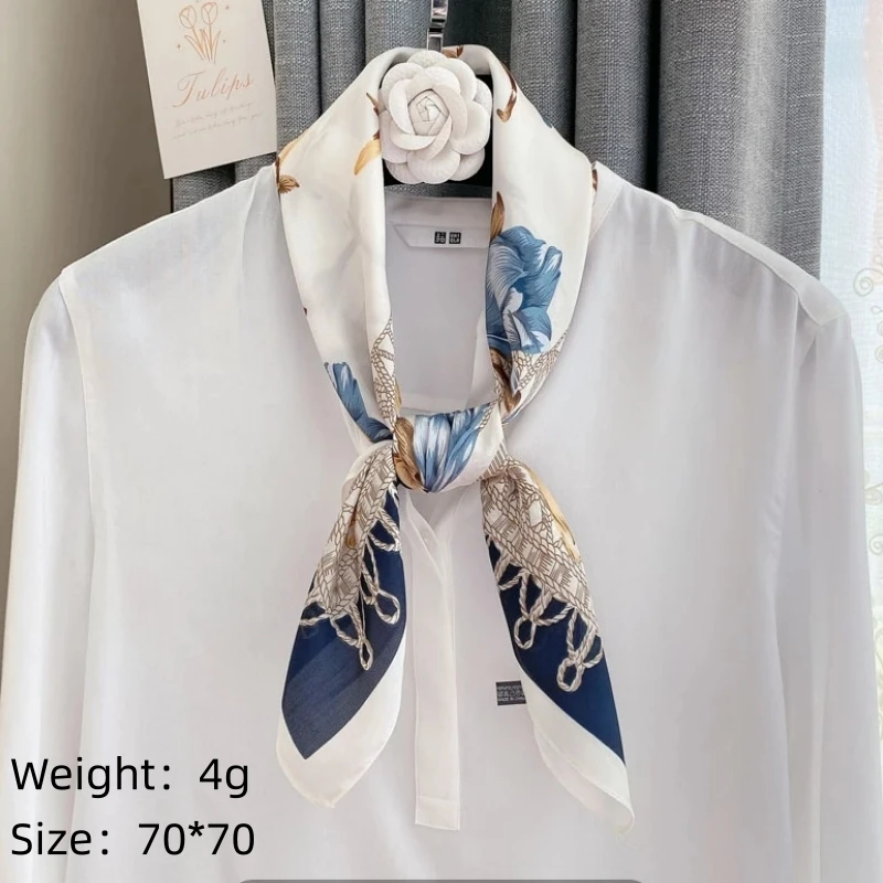 Fashionable Vintage Print Square Scarf for Women Stylish Shirt Collar Necktie Versatile Hairband And Scarf Combo High-End Feel view 6