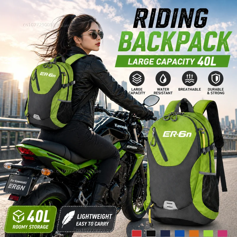 

For Kawasaki ER6N ER 6N ER-6N 2006-2016 2013 2014 2015 Large Capacity WRacing travel Men waterproof Backpack Bag Motorcycle Gift