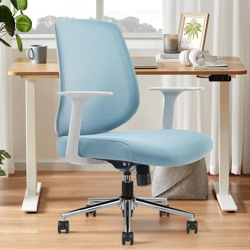 

Ergonomic Home Office Chair, Mesh Desk Chair with Armrest, Comfy Computer Desk Chair for Home Office Study Bedroom,Cyan