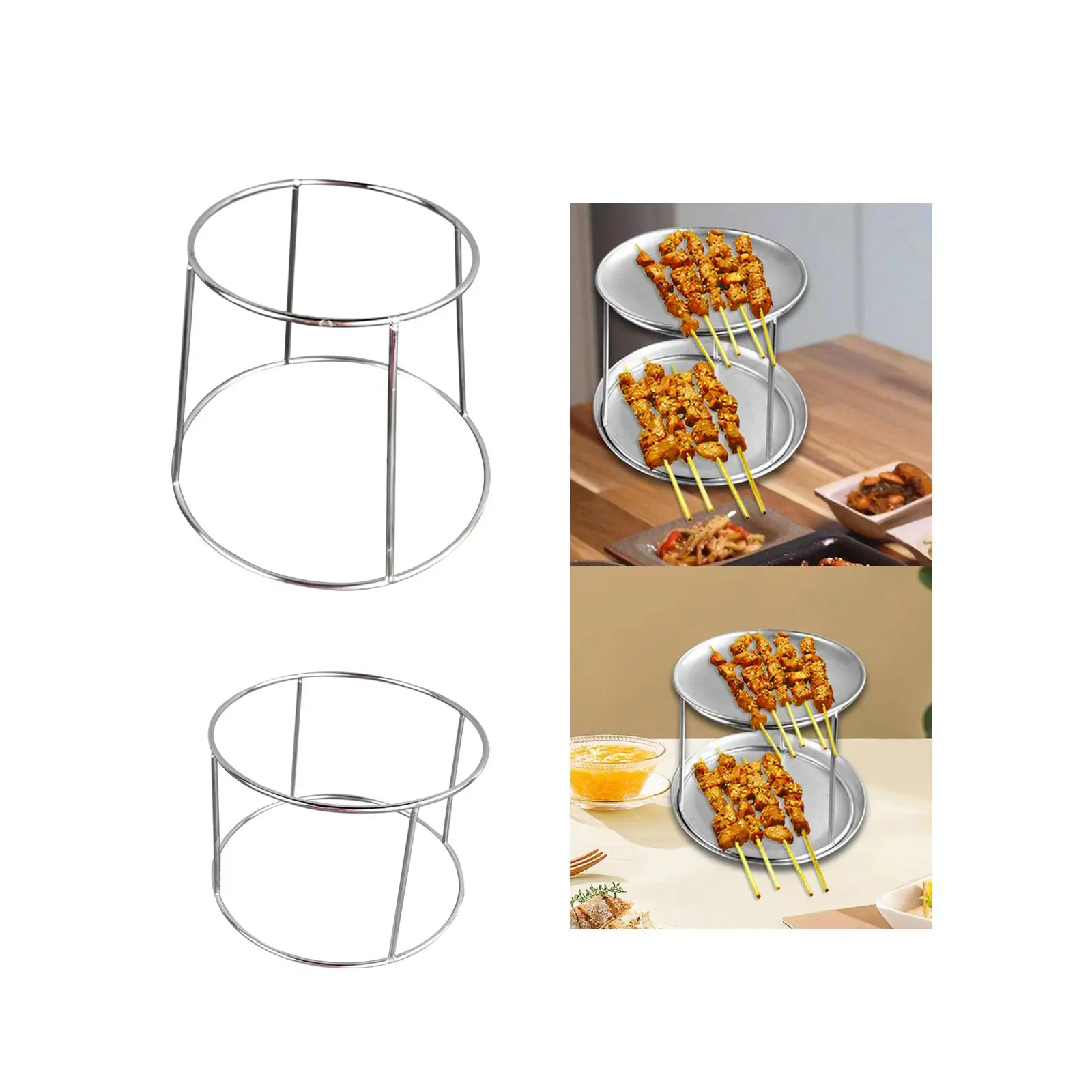 2 Tier Seafood Tray Rack Riser Multipurpose Food Serving Riser Wire Metal Pizza Tray Holder for Dessert Snack Pizza Seafood Cafe